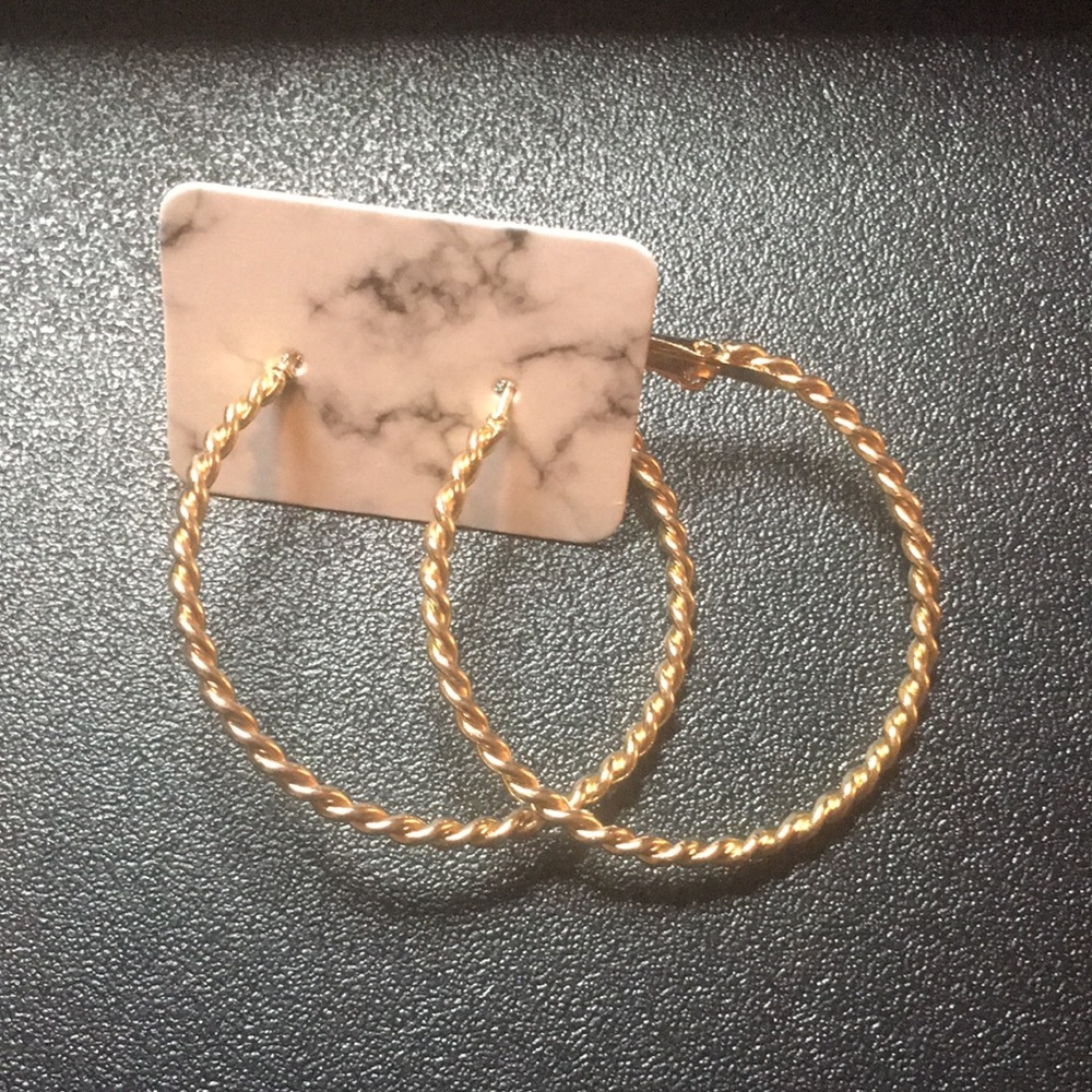 Gold Tone Spiral Hoop Earrings
